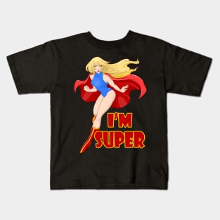 Woman Super Hero Flying With Cape Kids T-Shirt